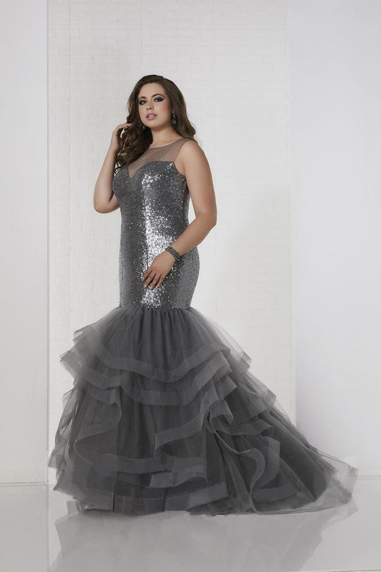 Tiffany Homecoming - 16320 Sleeveless Sequined Mermaid Gown In Gray