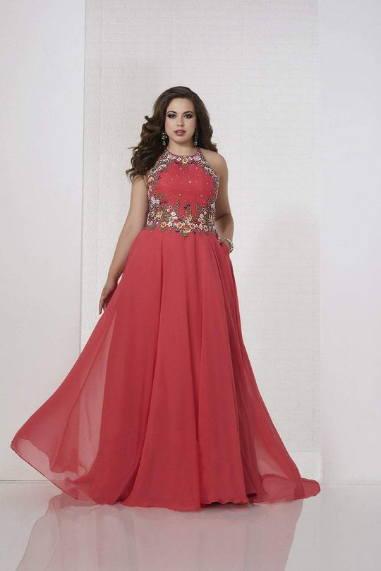 Tiffany Homecoming - 16321 Embellished Halter Neck A-line Gown In Pink and Multi-Color