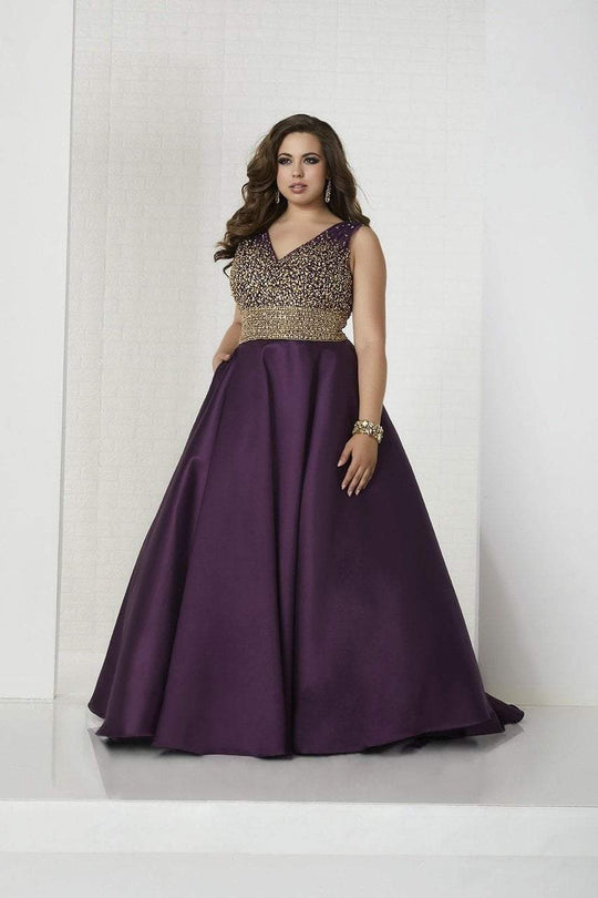 Tiffany Homecoming - 16322 Laced-Up Open Back Mikado A-line Gown In Purple