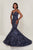 Tiffany Designs - 16326 Embroidered V-Neck Mermaid Gown In Blue