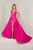 Tiffany Designs - 16328 Plunging V-Neck Gown with Overskirt In Pink