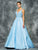 Colors Dress - 1632 Deep V-Neck Ornate Evening Dress in Blue