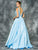 Colors Dress - 1632 Deep V-Neck Ornate Evening Dress in Blue