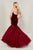 Tiffany Designs - 16330 Strapless Velvet Mermaid Gown In Red