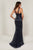 Tiffany Designs - 16331 Beaded Halter Sheath Dress In Blue