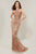 Tiffany Designs - 16331 Beaded Halter Sheath Dress In Pink and Gold