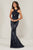 Tiffany Designs - 16331 Beaded Halter Sheath Dress In Blue