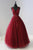 Tiffany Designs - 16332 Floral Plunging V-Neck Ballgown In Red
