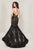 Tiffany Designs - 16336 Beaded Halter Mermaid Evening Gown in Black and Neutral