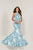 Tiffany Designs - 16336 Beaded Halter Mermaid Evening Gown in Blue and Neutral