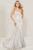 Tiffany Designs - 16339 Strapless Evening Gown with Overlay In Silver