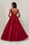 Tiffany Designs - 16342 Plunging V-Neck Floral Ballgown In Red