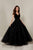 Tiffany Designs - 16342 Plunging V-Neck Floral Ballgown In Black