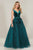 Tiffany Designs - 16342 Plunging V-Neck Floral Ballgown In Blue