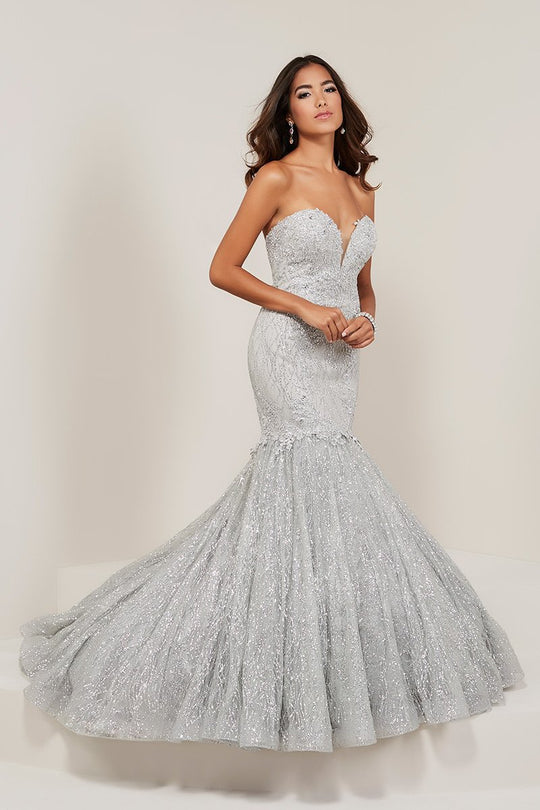 Tiffany Designs - 16343 Sweetheart Neckline Sparkle Tulle Mermaid Gown In Silver