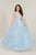Tiffany Designs - 16346 Floral Embroidered V-neck A-line Dress In Blue
