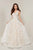 Tiffany Designs - 16346 Floral Embroidered V-neck A-line Dress In White