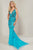 Tiffany Designs - 16349 Strappy Beaded V-Neck Mermaid Gown In Blue and Gray