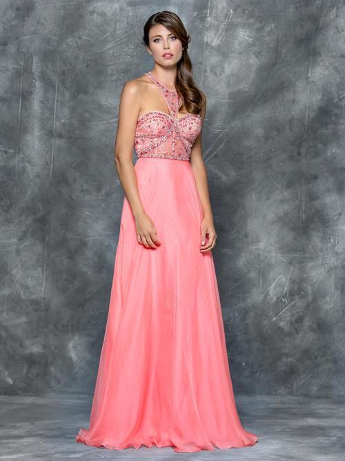 Colors Dress - 1634 Encrusted Sweetheart Evening Dress in Pink