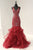 Tiffany Designs - 16351 Beaded V-Neck Layered Mermaid Dress In Red