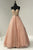 Tiffany Designs - 16355 Metallic Lace Sweetheart Bodice Gown In Pink and Gold