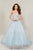 Tiffany Designs - 16355 Metallic Lace Sweetheart Bodice Gown In Silver and Blue