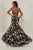 Tiffany Designs - 16366 Floral Sequined Illusion Halter Mermaid Gown In Black and Gold