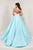 Tiffany Designs - 16367 Beaded Bodice Crisscross Back Gown In Blue