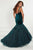 Tiffany Designs - 16374 Floral Applique Velvet Tulle Mermaid Dress In Green