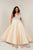 Tiffany Designs - 16375 Bedazzled Plunging V-neck Satin A-line Dress In Neutral