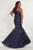 Tiffany Designs - 16376 Metallic Embroidered Lace Mermaid Dress In Blue