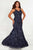 Tiffany Designs - 16376 Metallic Embroidered Lace Mermaid Dress In Blue