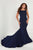 Tiffany Designs - 16377 Bateau Sparkle Jersey Mermaid Dress In Blue