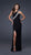 La Femme - Exquisitely Draped Asymmetrical Cutout Sheath Gown 16379 in Black