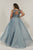 Tiffany Designs - 16379 Beaded Bateau Chiffon A-line Dress In Blue and Green