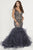 Tiffany Designs - 16382 Beaded Deep V-neck Tulle Mermaid Dress In Blue and Neutral