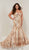 Tiffany Designs - 16384 Sequined Plunging Sweetheart Mermaid Dress In Red and Gold