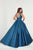 Tiffany Designs - 16386 Rhinestone Halter Silky Mikado Ballgown In Blue and Green