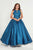 Tiffany Designs - 16386 Rhinestone Halter Silky Mikado Ballgown In Blue and Green