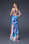 La Femme - 16396 Sleeveless Peacock Inspired Satin Long Dress In Multi-Color