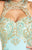 Madison James 16-396 Embroidered High Halter Neck Fitted Evening Gown 1Pc. Aqua in size 8 Available