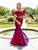 Clarisse - 4932 Scalloped Overlay Off-Shoulder Mermaid Gown in Red