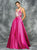 Colors Dress - 1640 Floral Embroidered Satin Long Dress in Pink and White