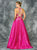 Colors Dress - 1640 Floral Embroidered Satin Long Dress in Pink and White