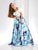 Clarisse - 4937 Off-Shoulder Two-Piece Floral Print Gown in White and Print