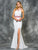 Colors Dress - 1643 Beaded Halter Neck Evening Gown in Pink and White