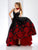 Clarisse - 4943 Rose Appliqued Sweetheart Gown in Black and Red