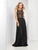 Clarisse - 4944 Beaded Bateau Pleated Gown in Black