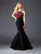 Clarisse - 4947 Halter Neck Floral Print Mermaid Gown in Black and Red