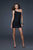 La Femme - Bejeweled One Shoulder Mini Dress 16501 In Black